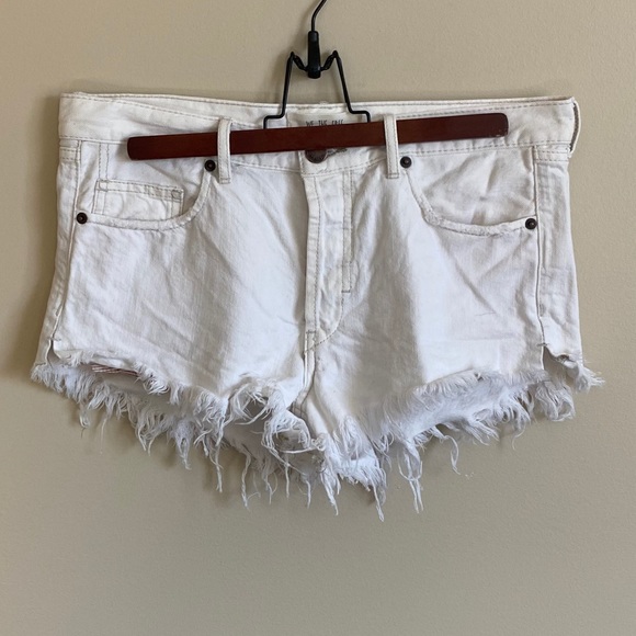 Free People White Denim Shorts